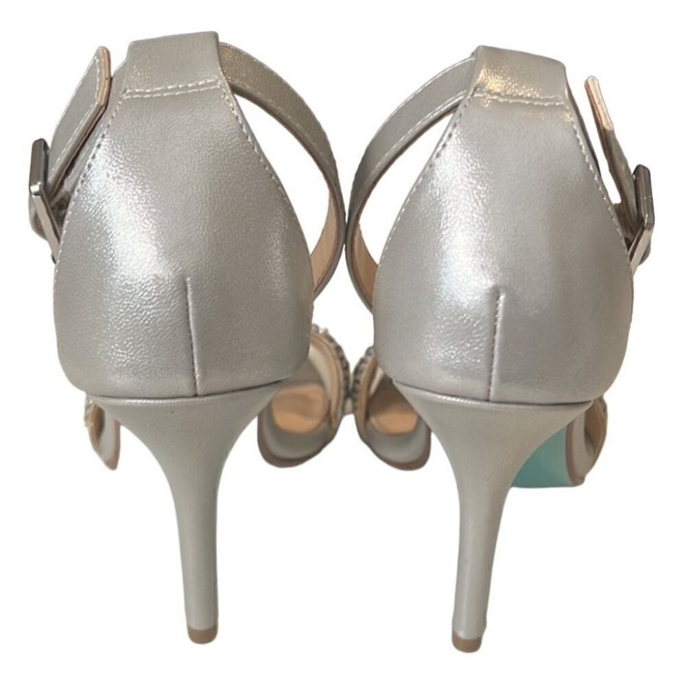 Betsey Johnson Juno Silver Embellished Beaded High Heels Size 6.5 - Picture 4 of 13